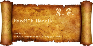 Mazák Henrik névjegykártya